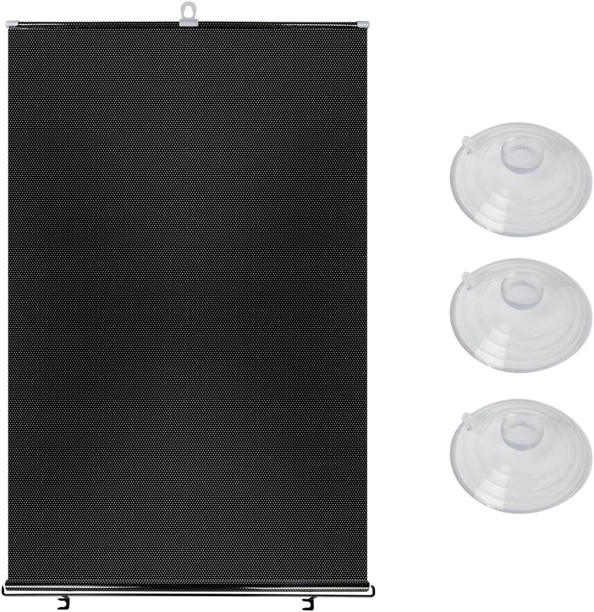 Lyonice Car Window Roller Shade, 49.2(L) x19.7(W) by Retractable Car Sunshade for Front and Rear Window, Blocks Harmful UV Rays, Shades for Baby, Kids - Black