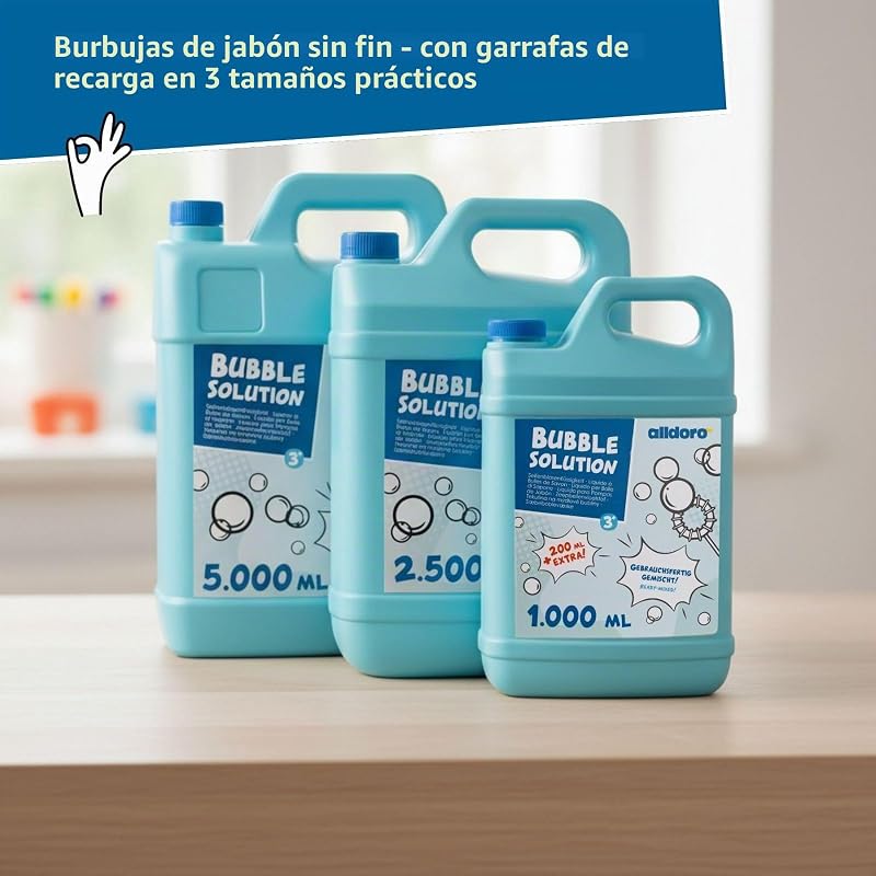 Líquido para pompas de jabón, 1200 ml Listo para Usar, garrafa