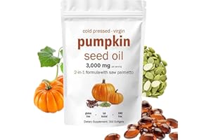 AOLBSPD Pumpkin Seed Oil Capsules with Saw Palmetto – 3000mg per Serving, 300 Softgels | Cold Pressed, Pure Virgin Oil | Supports Hair, Urinary, Bladder & Prostate Health | Non-GMO