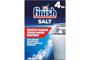 Finish, Dishwasher Salt, 4kg, Prevents Limescale and White Residue, Effective against Hard Water, For Cleaner and Shinier Dishes vs Dishwasher tablets alone