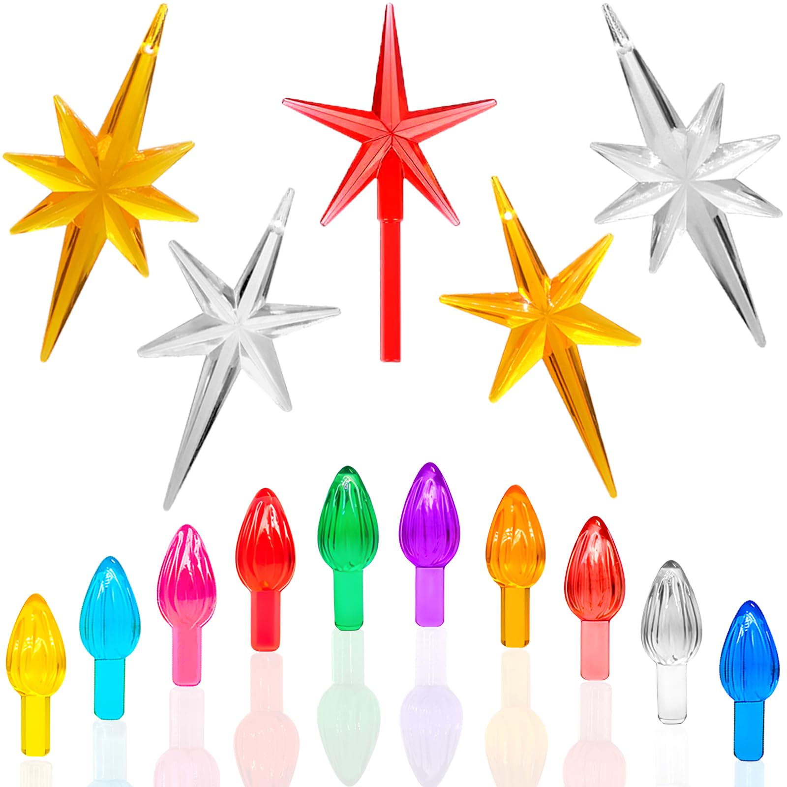 Photo 1 of ***(MISSING PIECES)***KonohaELF Ceramic Christmas Tree Replacement Lights/Bulbs, Ceramic Tree Medium Multicolor Twist Light Ornaments(117 Bulbs+5 Topper Star)