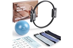 LIONSCOOL Pilates Ring Set – 14" Anti-Deformation Magic Circle with Padded Handles, Mini Ball, Resistance Bands, Guide & Bag