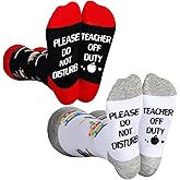 Vicenpal 2 Pairs Teacher Appreciation Gifts Socks for Women Teacher off Duty Socks Teacher Christmas Gifts for Women Men