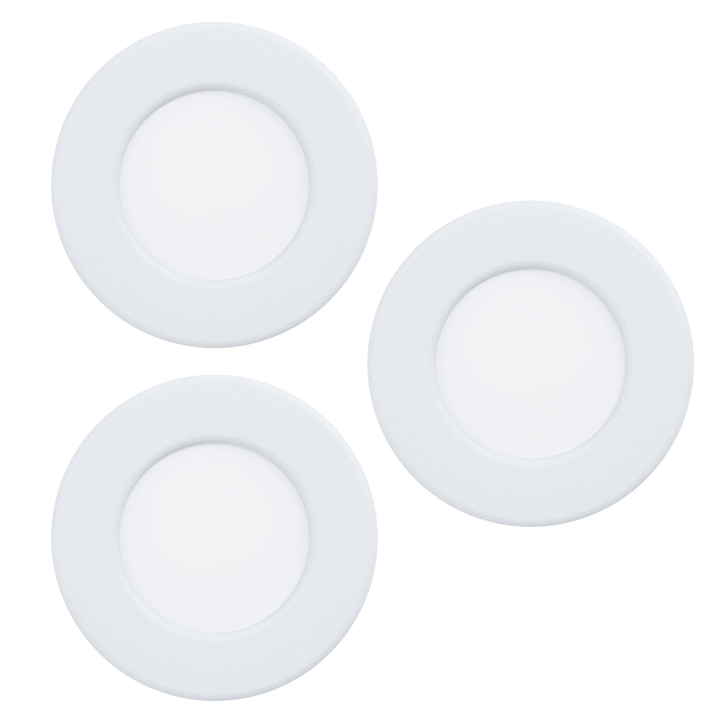 Eglo Connect.z Set of 3 smart Home recessed LED Bathroom spotlights Fueva 6-Z, Ø 8.6 cm, ZigBee, app and Alexa Voice Control, RGB, Warm-Cold White, dimmable, White Metal Ceiling spot, IP44