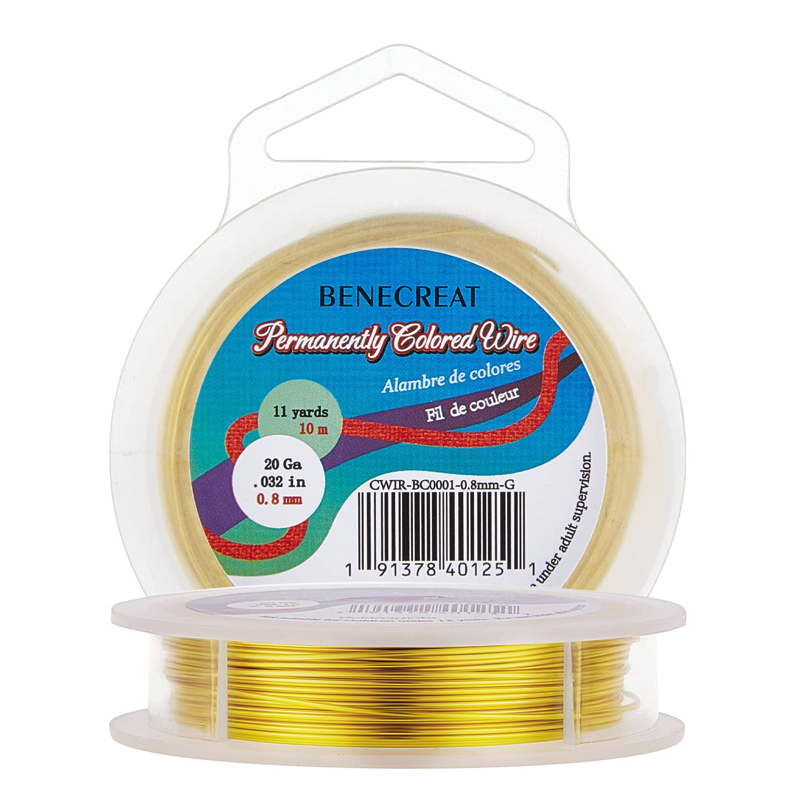 BENECREAT 20GA 10M/11Yard Copper Wire Permanently Colored Wire, Gold Color