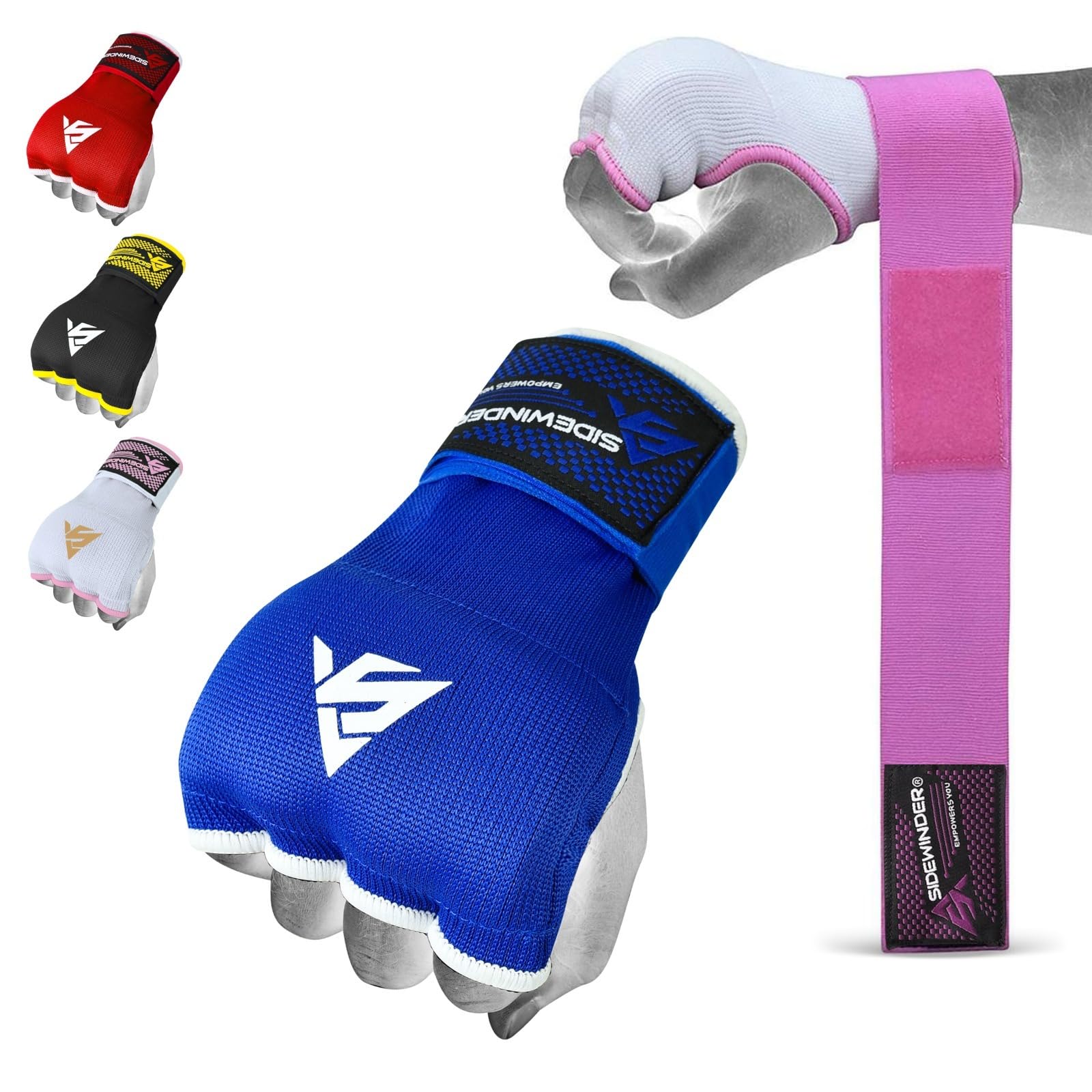 SideWinder Boxing Inner Hand Wraps Gel Padded Gloves Wrist Support Fist Protector Great for MMA, Muay Thai, Kickboxing, Martial Arts Training