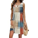 kipfall Pleated Front Summer Dresses for Women 2025 Casual Beach Floral Print Sundress Boho Tank Dress