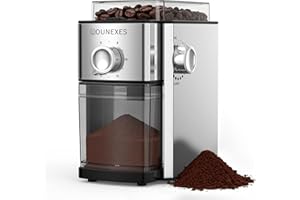 ROUNEXES Electric Burr Coffee Grinder, Coffee Beans Grinder with 17 Grind Settings, 8.82oz Hopper, Compact for Espresso, Drip, French Press, and Travel Brewing