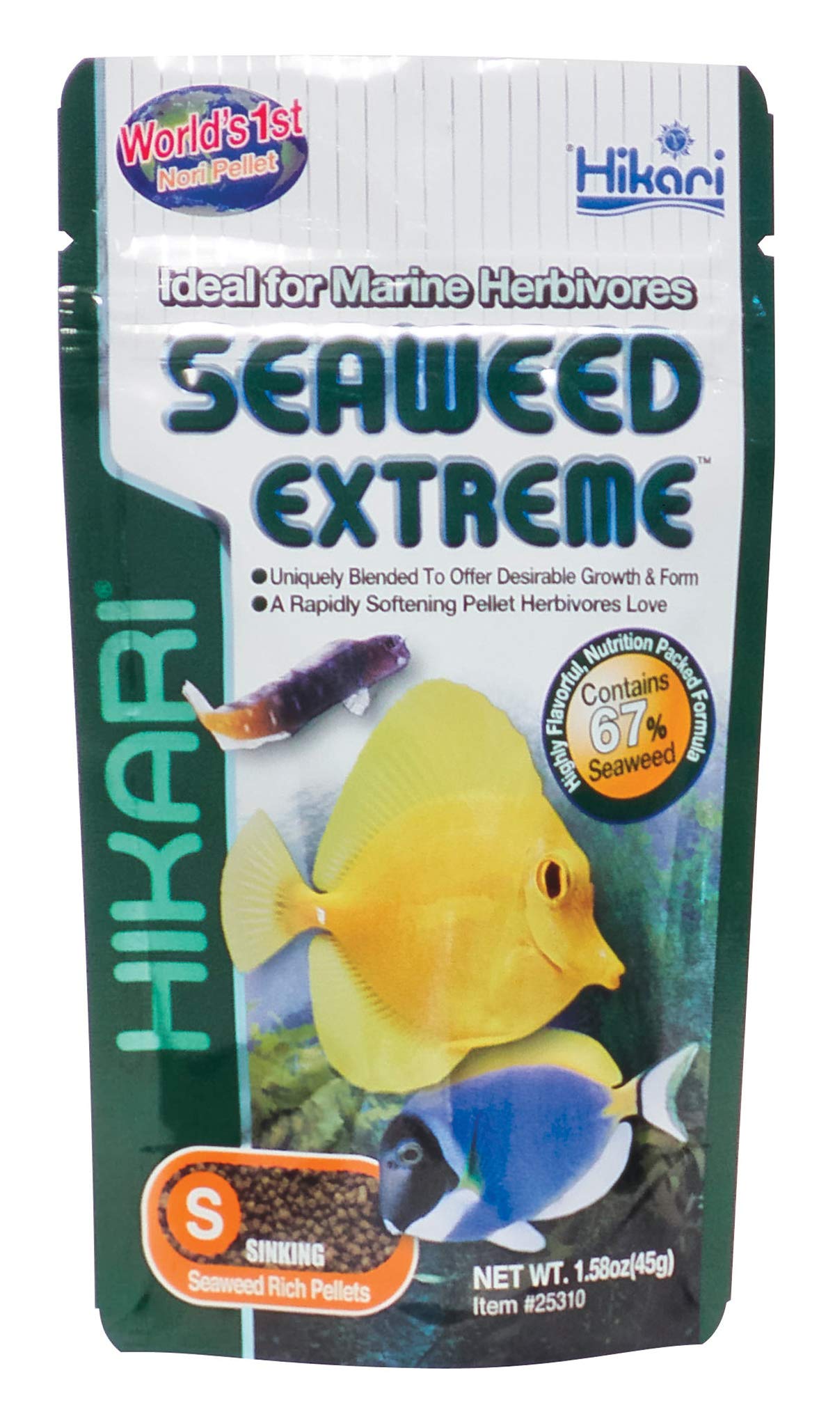 HIKARI Seaweed Extreme Floating Seaweed Rich Pellets for Smaller Marine Herbivores 1.58oz (45g)