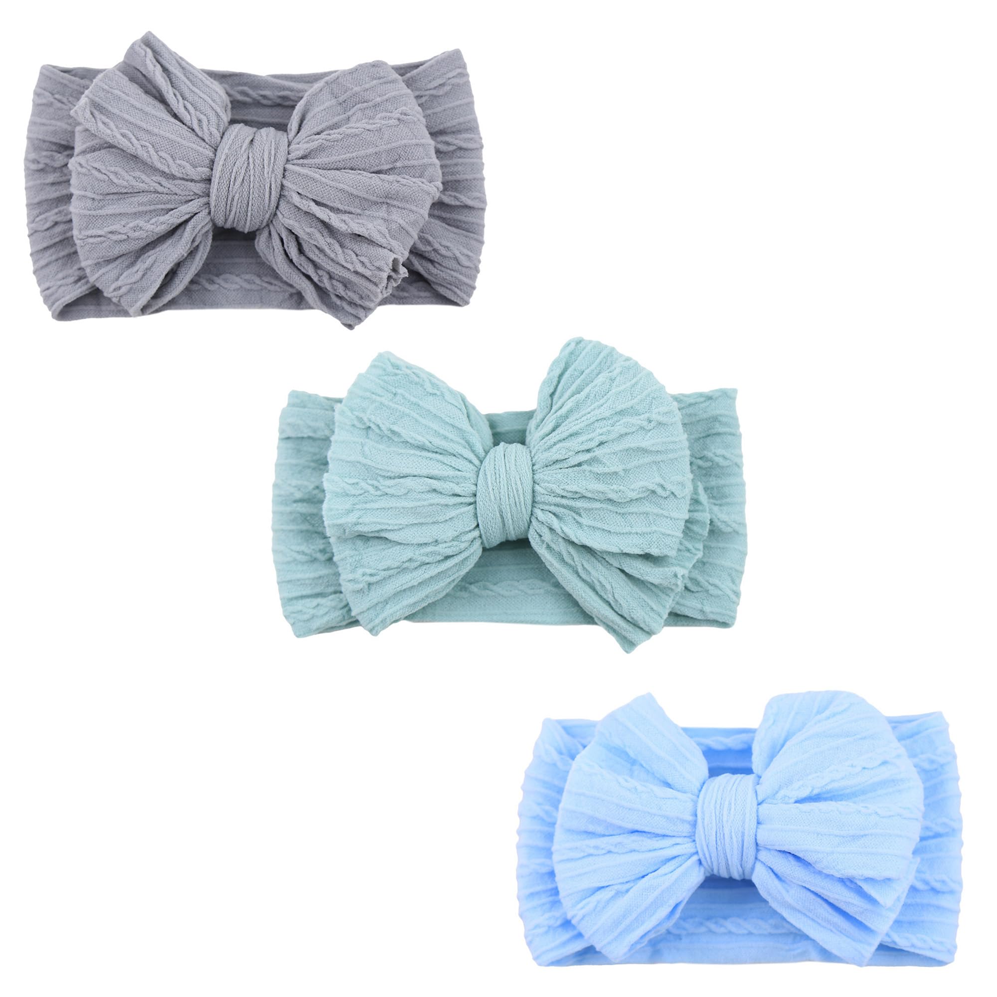 Photo 1 of ****ONLY 2*** NUARTNOS Baby Nylon Headbands Soft Hair Bow Elastics Hairbands Accessories for Baby Girls Newborn Infant Toddler Kids (Blue)
