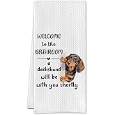 Cilrii Funny Dachshund Dog Bathroom Hand Towels, Gifts for Dachshund Lovers, Weiner Dog Gifts for Women Men Decorative Hand Towels for Bathroom Restroom Washroom, 16x24 Inch
