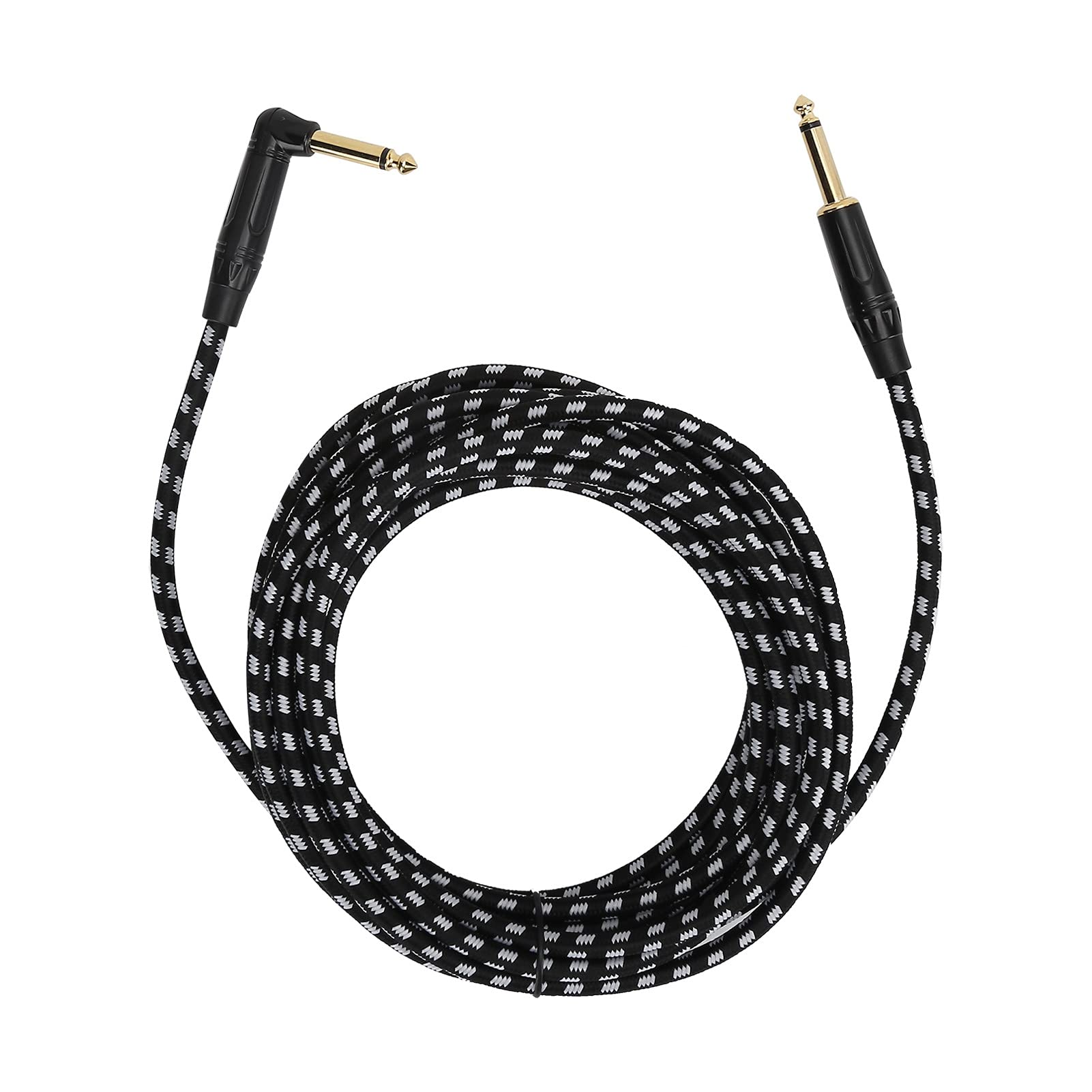Audio Guitar Cable,6.35mm Male 1/4" Straight to Right Angle Guitar Instrument Cable,6M Audio Guitar Lead with Gold -Plated Plug for Electric Guitar,Electric Bass,Amp,etc.(JD6220)