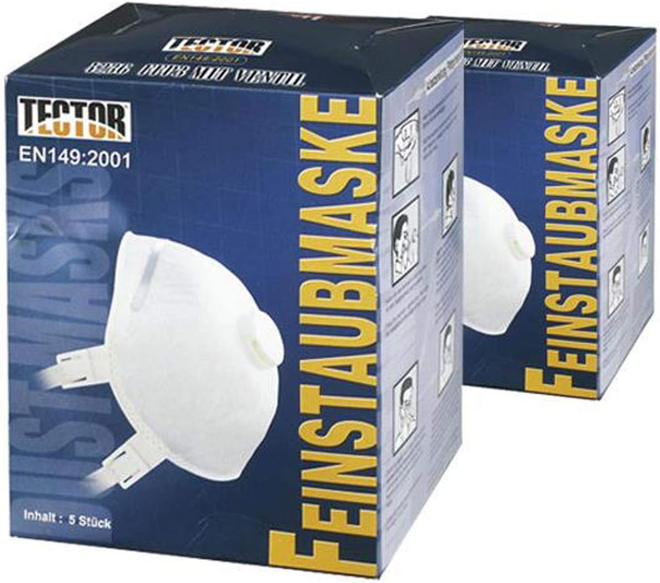 Tector 42361 FFP3 respiration mask, fine dust mask, with valve EN 149, P3, 5 - 200 pieces, 42361