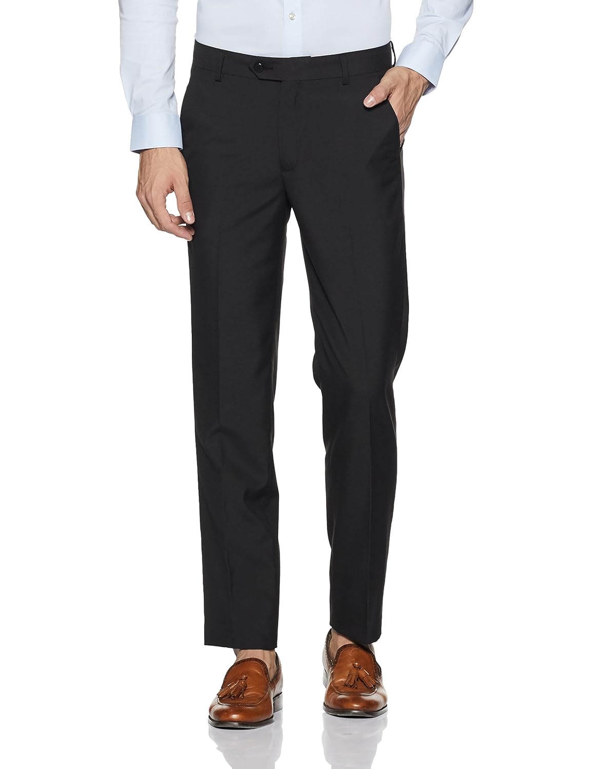 peter england men's slim fit formal trousers