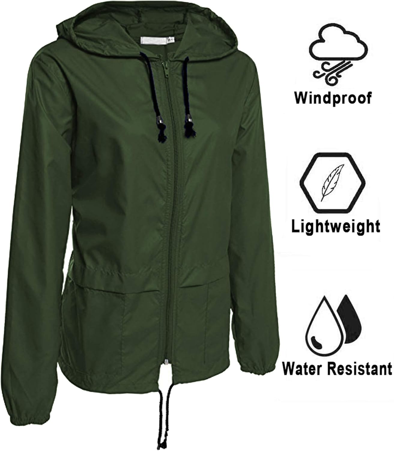 Avoogue Raincoat Women Lightweight Waterproof Rain Jackets Packable Outdoor Hooded Windbreaker: Clothing