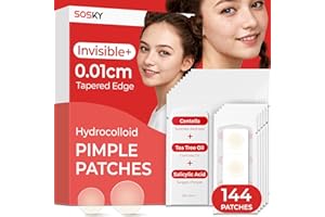 Sosky Pimple Patches for Face, FSA HSA Eligible Invisible Hydrocolloid Acne Patches, Zit Sticker for Face and Skin, Pimple Patches for Covering Zits, Blemishes with Salicylic Acid 2 Sizes 144 Count
