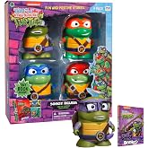 P.M.I. Teenage Mutant Ninja Turtles 4-Pack Collectible Action Figures with Hidden Storybooks &mdash; Toys for Boys, Girls Aged 3-8, Officially Licensed, Includes Leonardo, Raphael, Michelangelo &amp; Donatello
