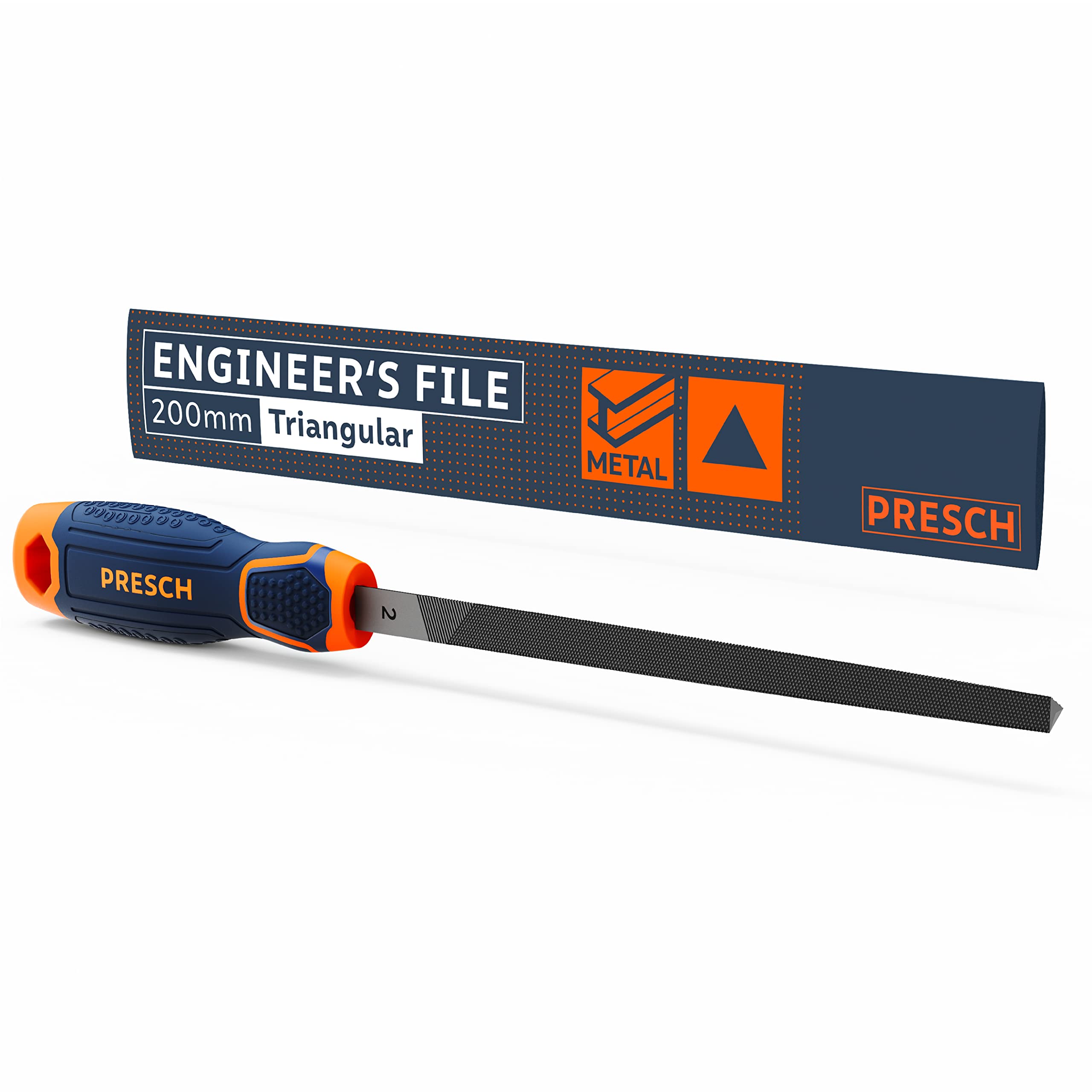 Presch File Triangular 200mm - Tapered Triangular File for Metal and Wood for Filing Angular Profiles - High Quality Triangular Metal File — image 1