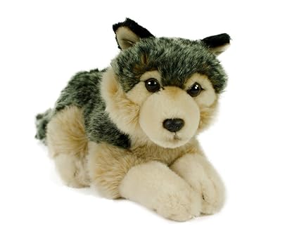 Wolf Welpe liegend 28 cm Plüschwolf Plüschtier