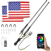KEMIMOTO 2pc 3ft UTV Whip Lights for Side by Side, App or RF Remote Control | 212+ Lighting Modes, 360&deg;Spiral Lighting,Turning Signal Function Compatible with Polaris RZR Can-Am X3 UTV ATV Buggy Boat