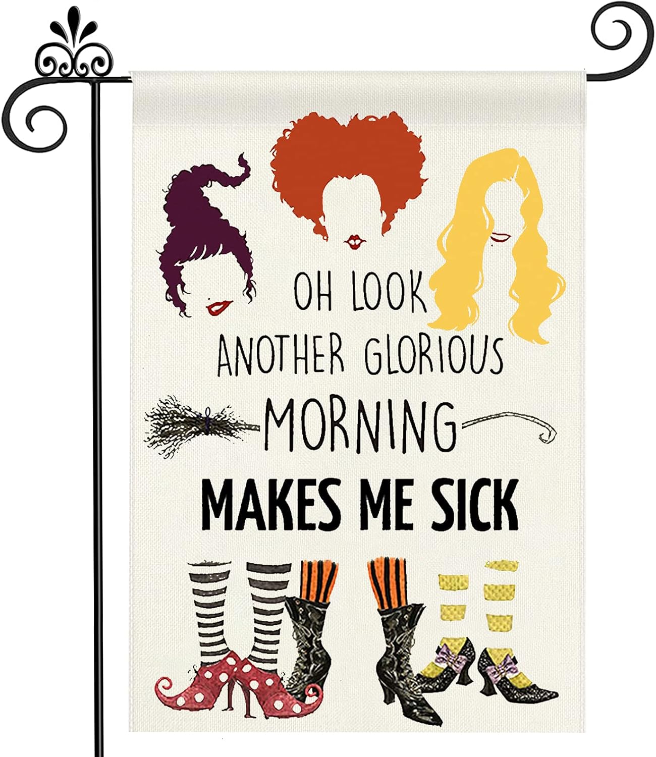 Flags - Halloween Hocus Pocus Garden Flag Double Sided Halloween Decor Yard Flag for Witch Sisters Flag Outdoor Decorations - 12.5 x 18 Inch Another Glorious Morning Makes Me Sick
