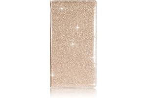 Shering Bling Car Registration and Insurance Holder,Sparkling Vehicle Card Document Magnetic Closure Glove Box Organizer for Essential Info, Driver License Cards*（Glitter Champagne Gold ）