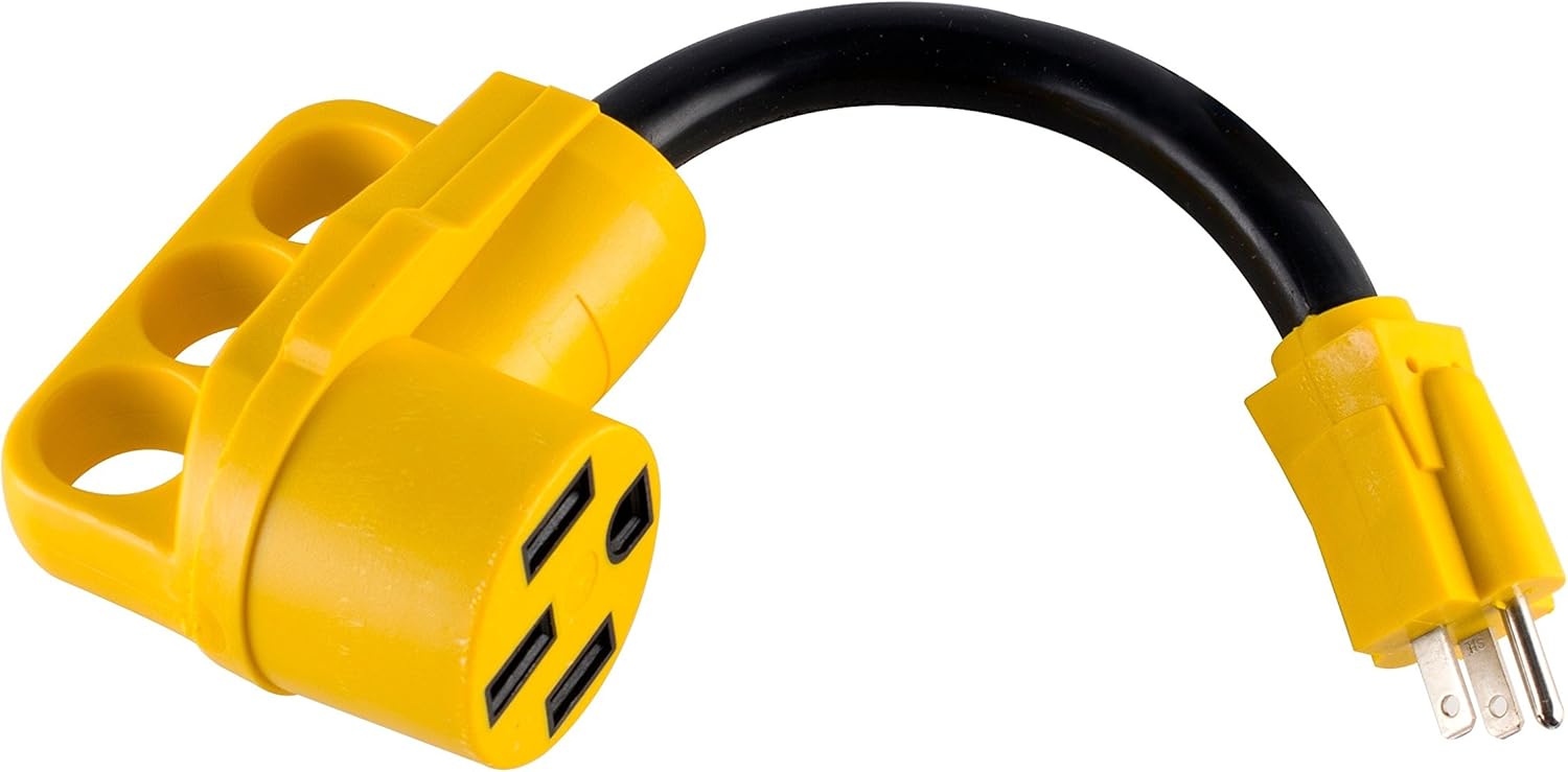 MAXXHAUL 80708 Dogbone RV/Electrical Adapter 15Amp Male to 50 Amp Female with Handle for Easy Removal: Automotive