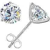Leejory Moissanite Earrings for Men Women, 0.6ct-4ct D Color VVS1 Clarity Round Cut Moissanite Stud Earrings White Gold 925 Sterling Silver Stud Earring Gifts Birthday Anniversary Valentine's Day