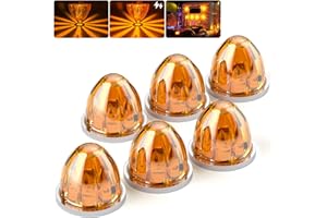 BJZ 6Pcs Amber Watermelon LED Strobe+Constant Marker Lights Dual Function Watermelon-Shaped Side Marker Clearance Tail Top Cap Roof Lights for Trailer Truck Semi-Trailer Heavy-Duty Truck Bus Van