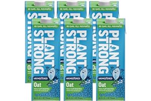 PLANTSTRONG Oat Milk Unsweetened 32oz (6 Pack) - NON-GMO - Plant Based, Vegan - Gluten Free Dairy Free - Shelf Stable - Lactose Free Milk - No Gums or Oils