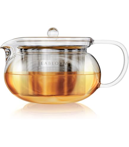Lead-Free Thick Glass Teapot With Removable Infuser - 33oz Borosilicate Tea Brewer For Blooming & Loose Leaf