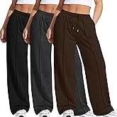 Evervibe 3 Pack Women's Plus Size Wide Leg Sweatpants Lounge Baggy Drawstring Pants Loose Casual Yoga Pants with Pockets