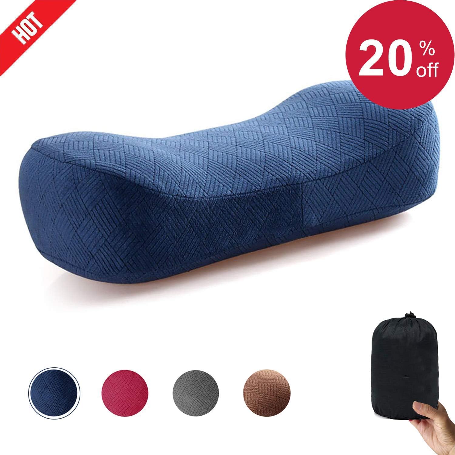 Memory Foam Camping Pillow for Sleeping - Travel Size, Ultralight, Packable/Compressible Camp Pillow with Removable & Washable Cover for Backpacking, Outdoor, Lumbar/Neck Support Cushion