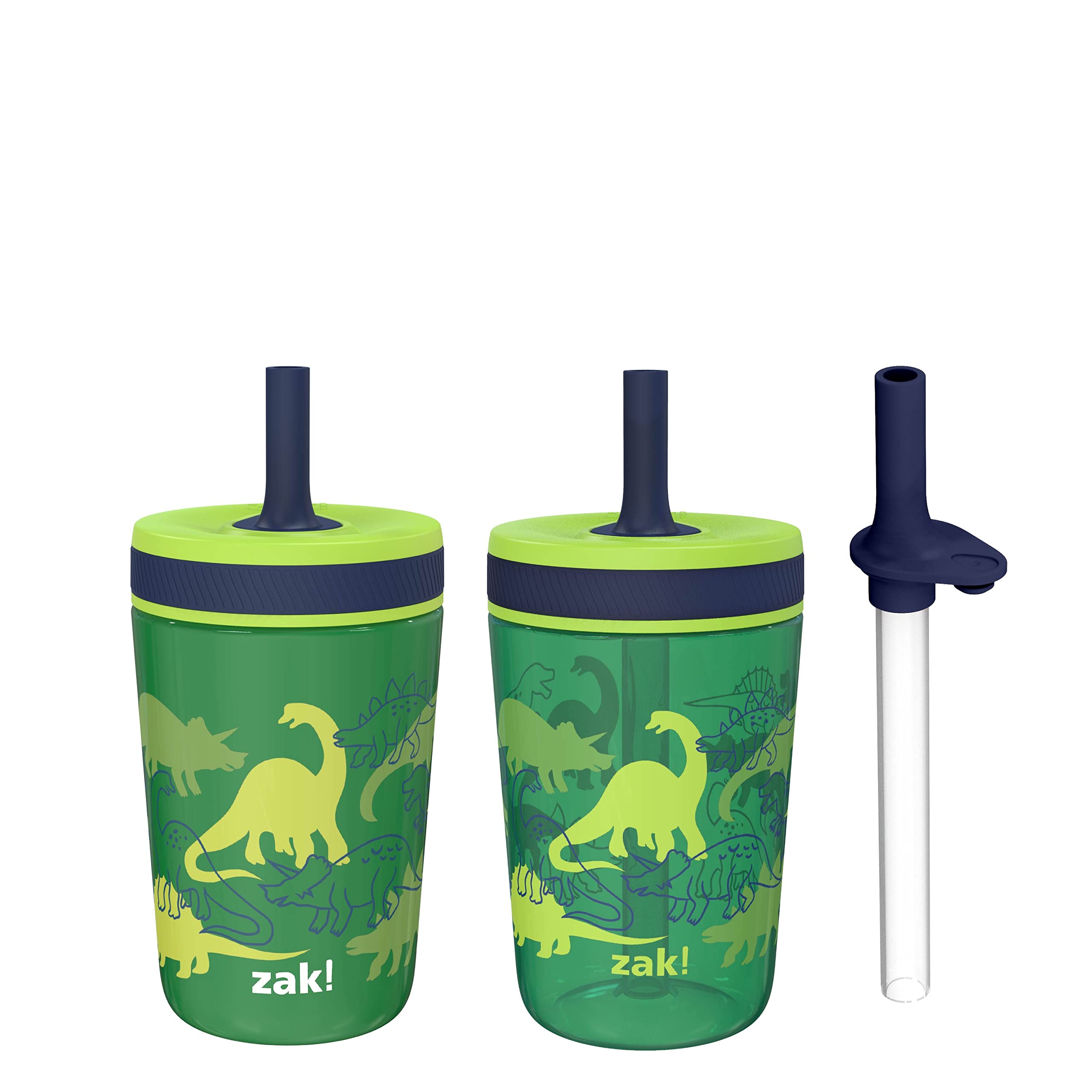 Photo 1 of Zak Designs Dino Camo Kelso Tumbler 3pc Set, Leak-Proof Screw-On Lid with Straw, Bundle for Kids Includes Plastic and Stainless Steel Cups with Additional Sipper
