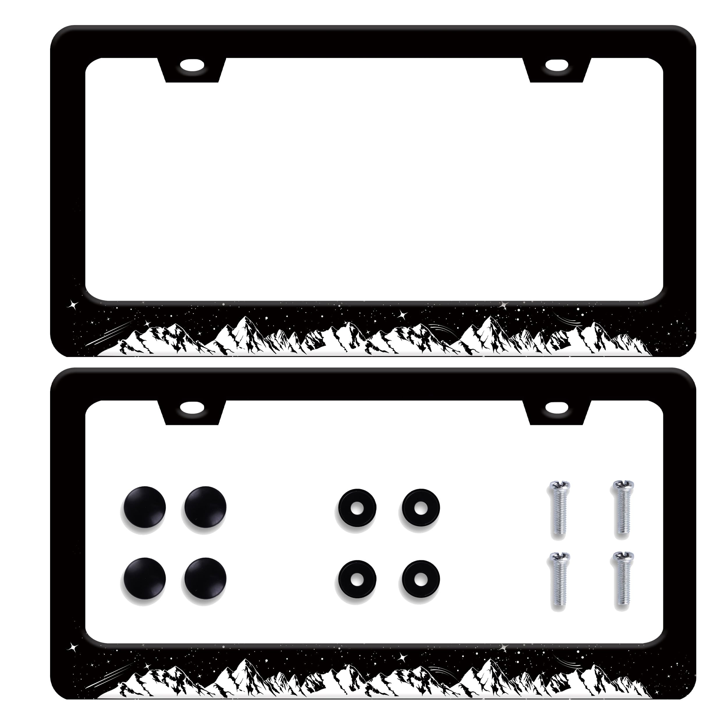 Photo 1 of 2 Pack Mountains License Plate Frame Stainless Steel Car Accessories Night Mountain License Plate Frames Personalized License Plate Fits Standard U.S. Vehicles for Men Women12.2 X 6 Inches