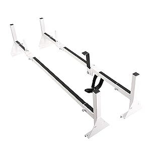 ECOTRIC Universal 2 Bars Van Roof Mount Full Size Steel Ladder Rack for Chevy Express Ford GMC Savana