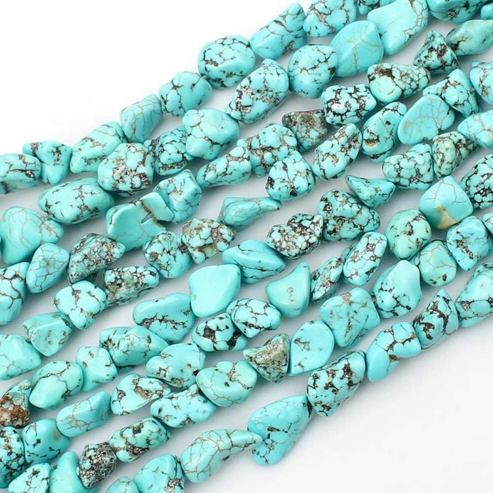 Blue Turquoise Gemstone Irregular Stone 11-14mm Freeform Loose Beads for Jewelry Making 15 Inch (28-32pcs)