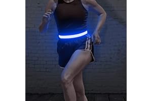 BSEEN LED Running Waist Belt - USB Rechargeable Reflective Glowing LED Waistband, Flashing Safety Light Belt for Runners, Joggers, Walkers, Pet Owners, Cyclists