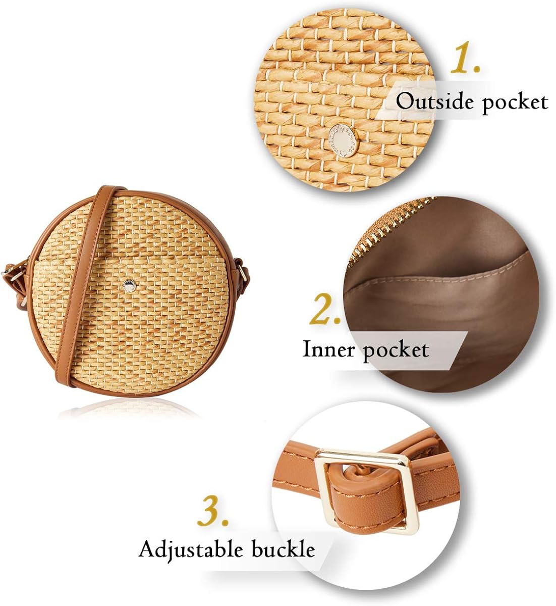 Woven Bag for Women Straw Cross Body Bag Shoulder Top Handle Satchel by The Lovely Tote Co.