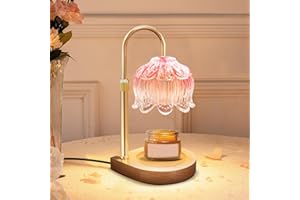 Gugsey Dimmable Candle Warmer Lamp with Timer - Flower Candle Lamp Warmer, Pink Candle Lamp Vintage Candle Warmer for Jar Candles, Pink Bedroom Decor Home Decor, Gifts for Women Her, Mom Gifts
