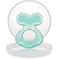 Nuby Silicone Teethe-eez Teether with Bristles, Includes Hygienic Case, Aqua