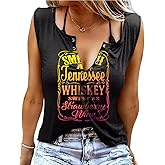 Women Summer Graphic Tank Tops V Neck Retro Country Music Concert Sleeveless Tee Top
