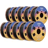 OVERTURE 10KG Bundle High Speed PLA Filament 1.75mm, 3D Printer Filament | Neatly Wound 10 Pack 1kg Spool (2.2lbs) Rapid PLA, Dimensional Accuracy +/- 0.02 mm, Fit Most FDM 3D Printer (Black*10)
