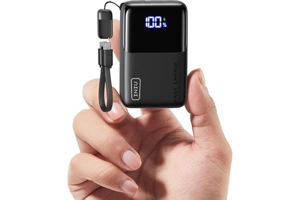 INIU Portable Charger, Ultra Mini 10000mAh 45W Fast Charging with Detachable Cable, Flight-Safe Travel USB C Power Bank External Phone Battery Pack for Xiaomi iPhone 17 16 Samsung S26 Google iPad etc