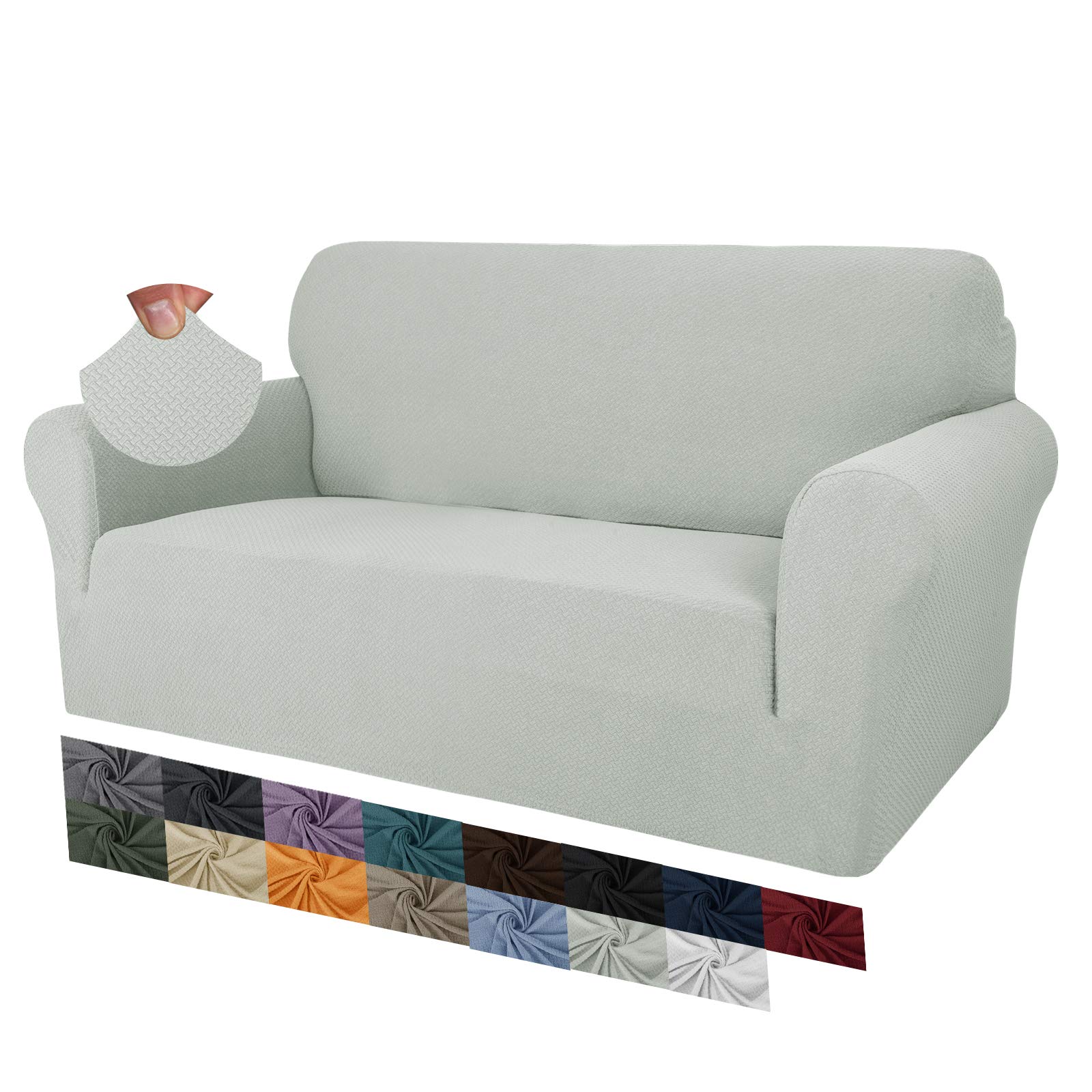 MAXIJIN Creative Jacquard Couch Covers for 2 Seater, Super Stretch Non Slip Love Seat Sofa Cover for Dogs Pet Friendly Elastic Furniture Protector Loveseat Slipcovers (2 Seater, Ivory)