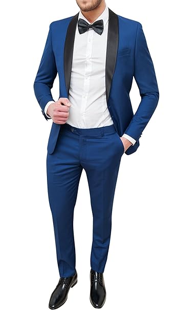 Abito uomo sartoriale blu slim fit vestito smoking elegante ...