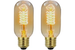 ZTTCDI T45 25 Watt Vintage Edison Light Bulbs T14 E26 Base 120 Volts Dimmable Antique Bulb Spiral Tungsten Equivalent Warm Ye