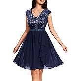 Wedtrend Women's Sequin Dress Sparkly Cocktail Dresses with Sleeve Glitter Party Dress Short Prom Dresses for Teens