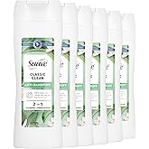 Suave Anti Dandruff 2 IN 1 Shampoo & Conditioner For Women, Classic Clean, 1% Pyrithione Zinc Dandruff Treatment, Controls Flakes, Itch & Dry Scalp, 6 Count, 12.6 FL OZ