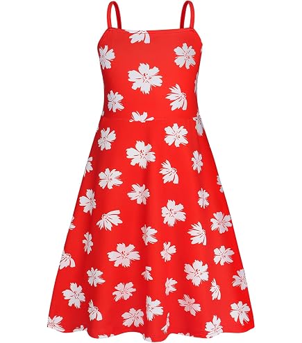 Benylion Hawaiian Dress for Girls Summer Dress with Flower Accessories Red Leaf Sun Dresses Girls Halloween Costume Birthday Party Outfit Red 2-3 Years: Clothing, Shoes & Jewelry
